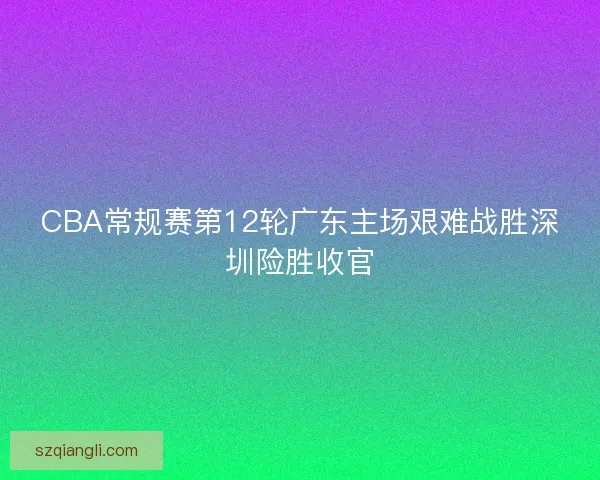 CBA常规赛第12轮广东主场艰难战胜深圳险胜收官