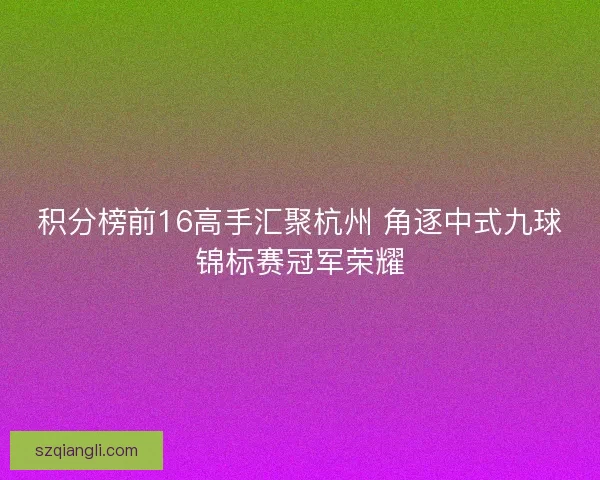 积分榜前16高手汇聚杭州 角逐中式九球锦标赛冠军荣耀