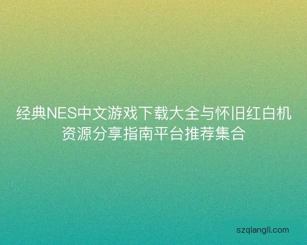 经典NES中文游戏下载大全与怀旧红白机资源分享指南平台推荐集合